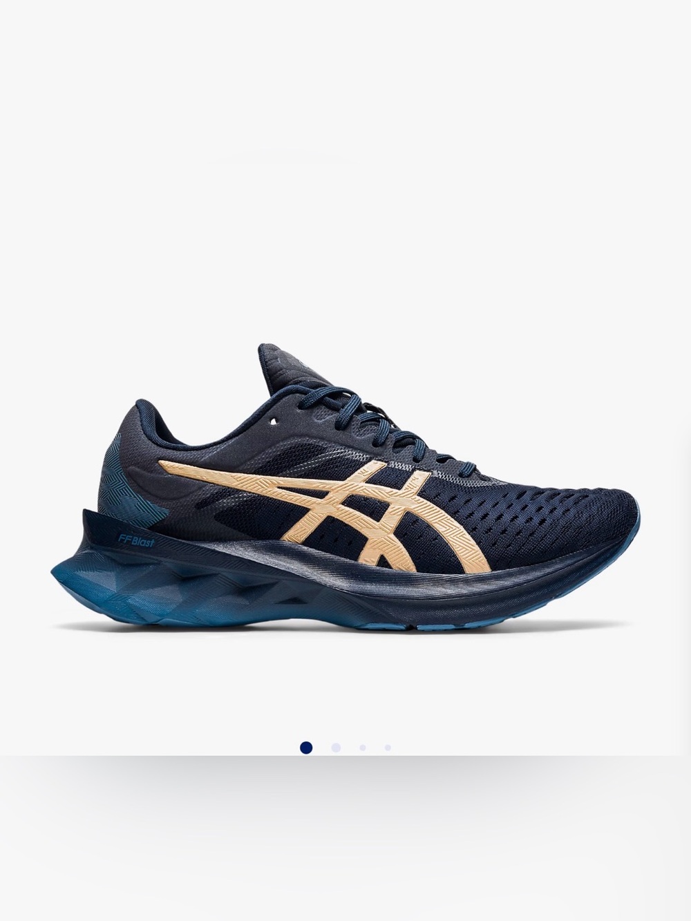 Asics navy and gold performance running sneaker